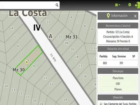 Terreno en Venta en San Clemente del Tuyu, Partido de La Costa