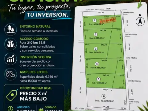 Terreno en Venta en Domselaar, Partido de San Vicente