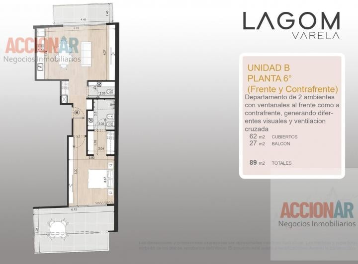 Departamento · 62m² · 2 Ambientes