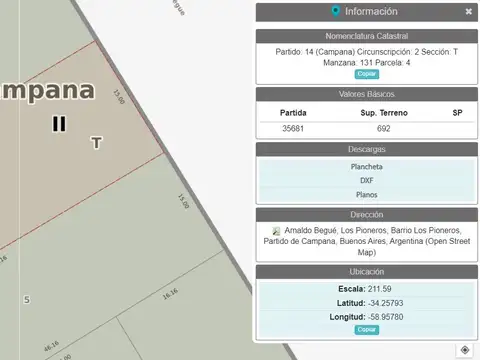 Terreno en Venta en Campana, Partido de Campana