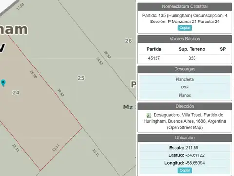 Terreno en Venta en Villa Santos Tesei, Partido de Hurlingham