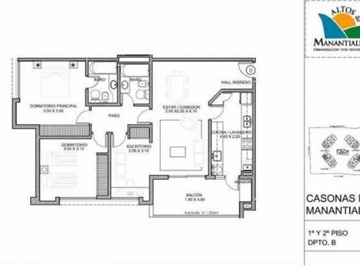Departamento · 80m² · 2 Ambientes · 1 Cochera