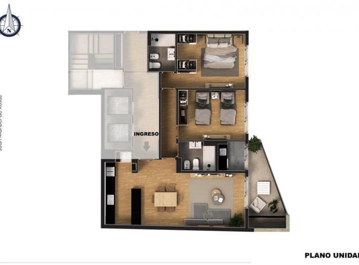 Departamento · 92m² · 3 Ambientes · 1 Cochera