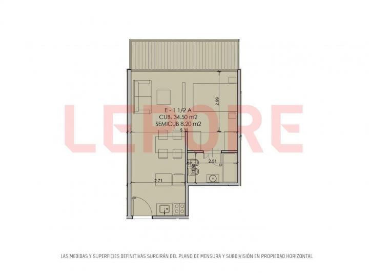 Departamento · 34m² · 1 Ambiente