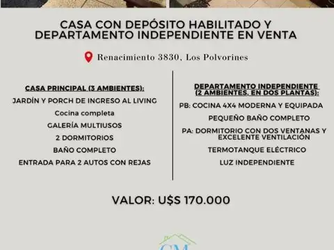 Casa en Venta en Los Polvorines, Partido de Malvinas Argentinas