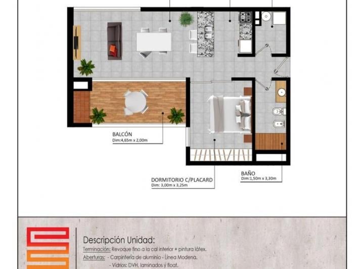 Departamento · 55m² · 2 Ambientes