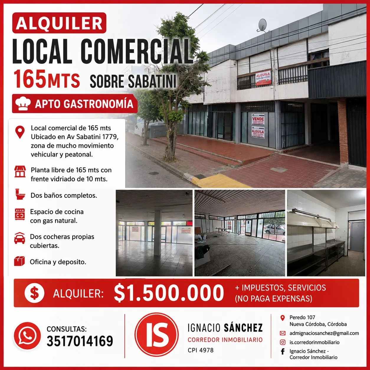 Alquiler Local Comercial 165mts Sobre Sabatini