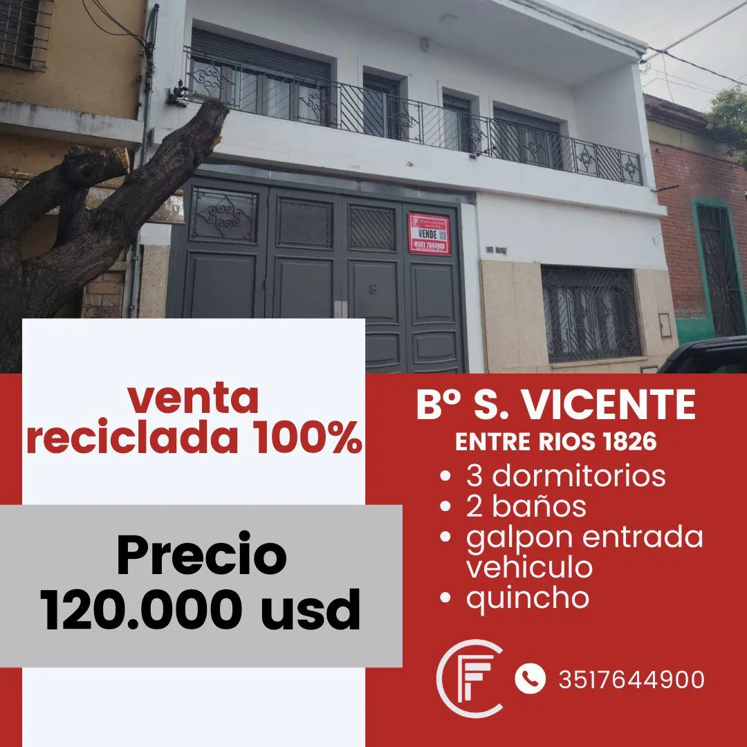 VENDO CASA RECICLADA 100% SAN VICENTE