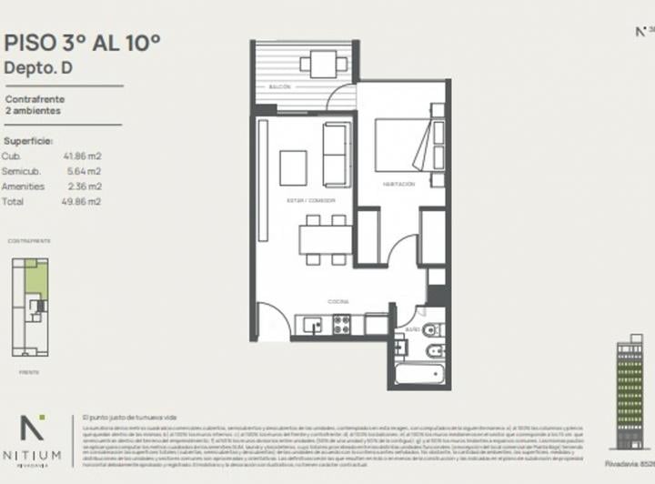 Departamento · 42m² · 2 Ambientes