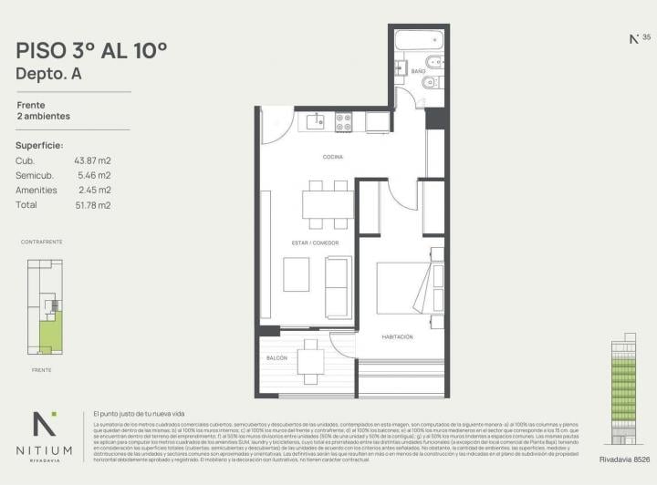 Departamento · 44m² · 2 Ambientes