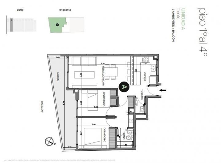 Departamento · 62m² · 3 Ambientes