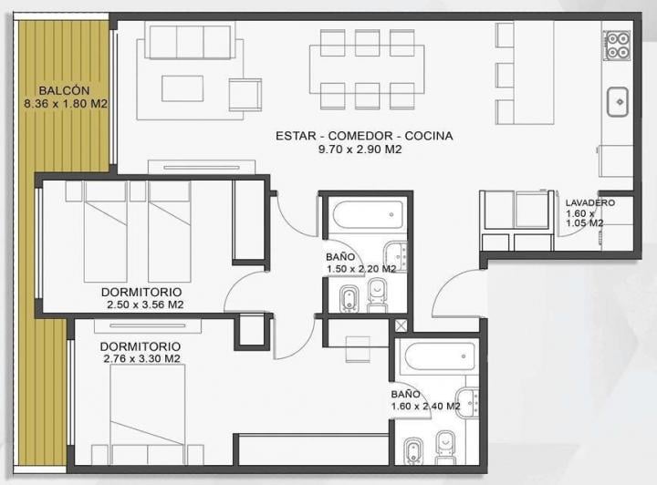 Departamento · 76m² · 3 Ambientes