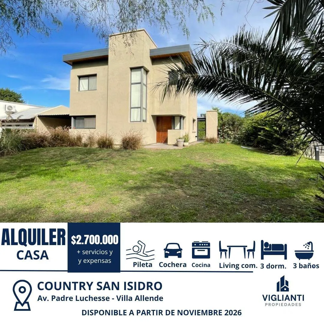 ALQUILER CASA- COUNTRY SAN ISIDRO (disponible Noviembre 2026)