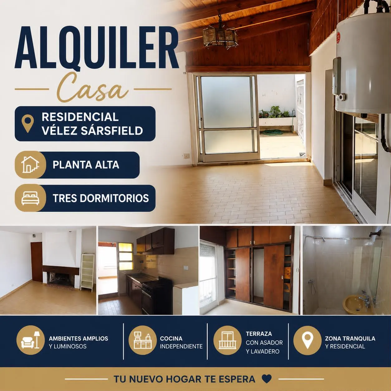 ALQUILER CAS 3 DORMITORIOS PLANTA ALTA RESIDENCIAL VÉLEZ SARSFIELD