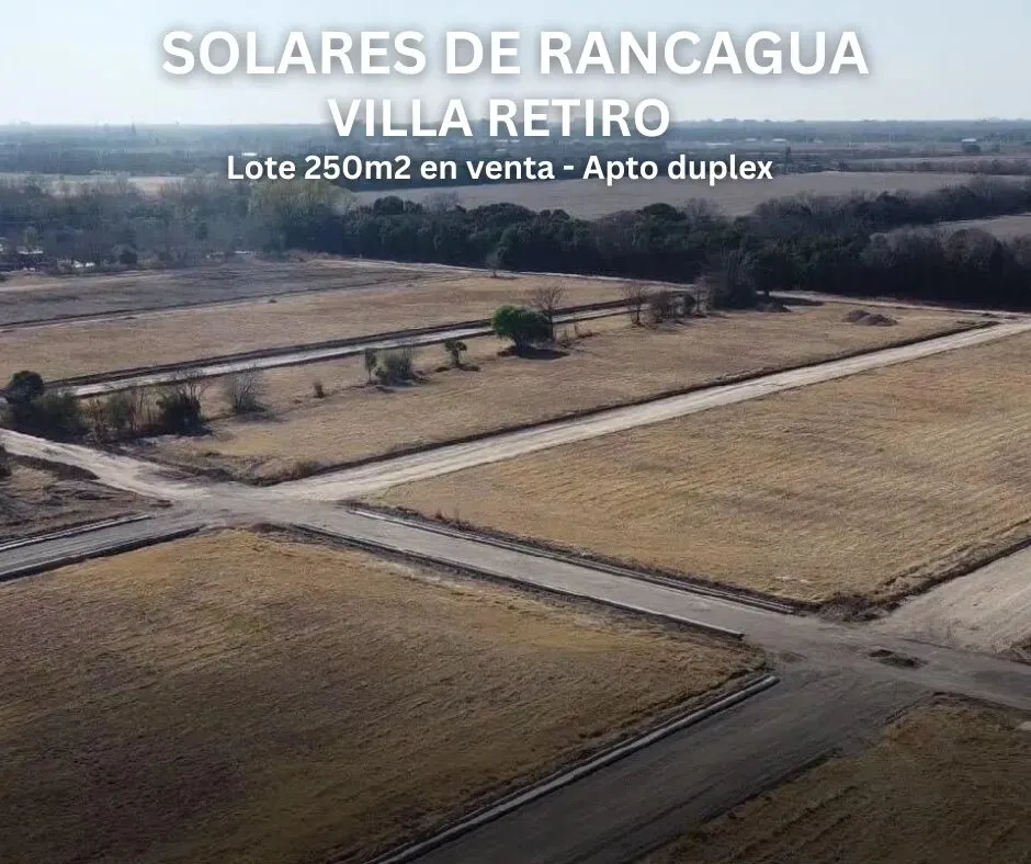 Lotes de 250 m² apto dúplex en Solares de Rancagua, Villa Retiro: 2 contiguos
