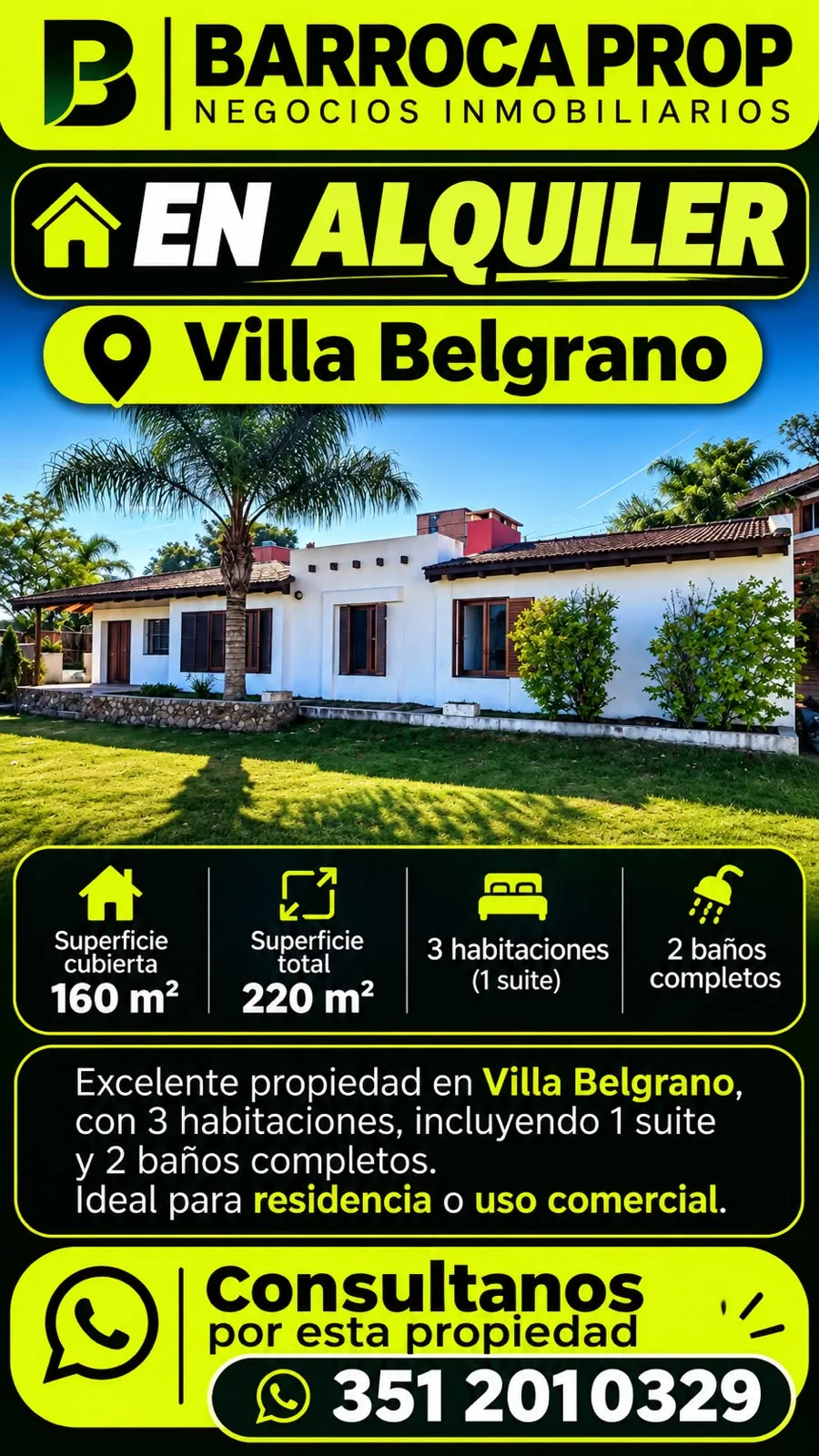 ALQUILER CASA APTA COMERCIAL | 3 DORMITORIOS | VILLA BELGRANO