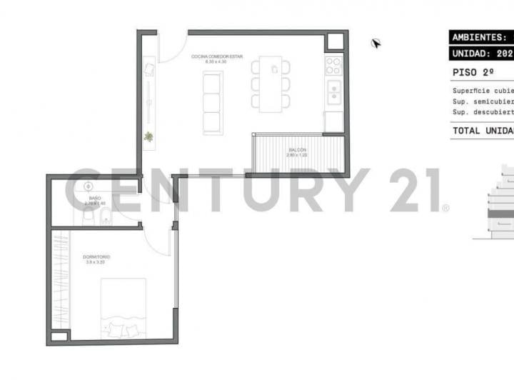 Departamento · 48m² · 2 Ambientes