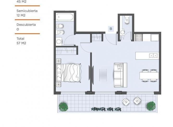 Departamento · 45m² · 2 Ambientes