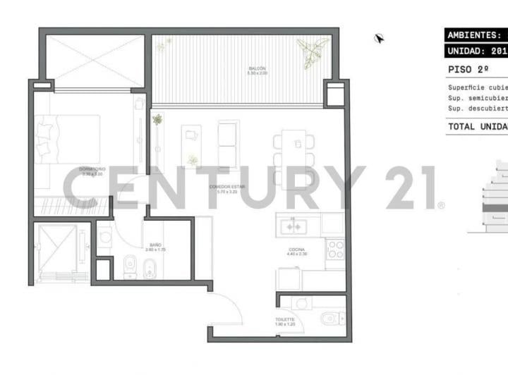 Departamento · 52m² · 2 Ambientes