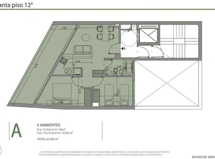 Departamento · 52m² · 3 Ambientes