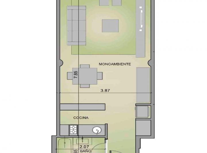 Departamento · 36m² · 1 Ambiente · 1 Cochera