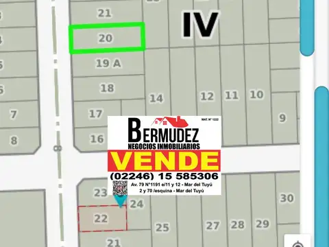 Terreno en Venta en Mar del Tuyu, Partido de La Costa