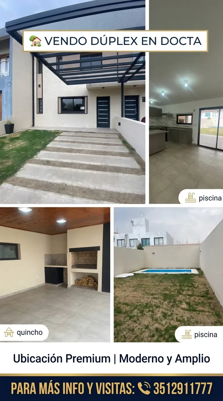 Venta duplex 3 dormitorios y pileta en DOCTA primera etapa
