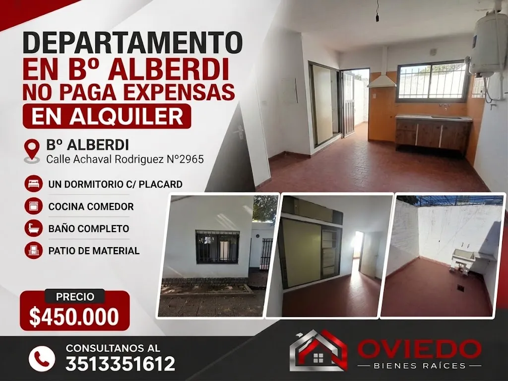 DEPARTAMENTO EN ALQUILER Bº ALBERDI CALLE ACHAVAL RODRIGUEZ 2965