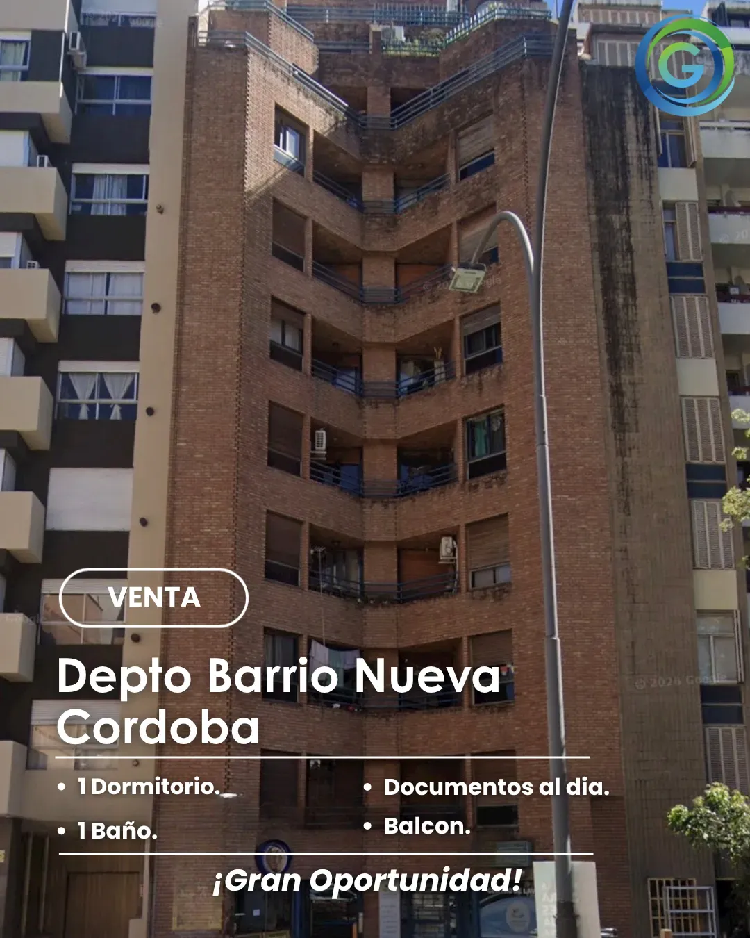 Venta de excelente departamento en Nueva Cordoba. 1 Dormitorio, 1 Baño, Balcón frente.