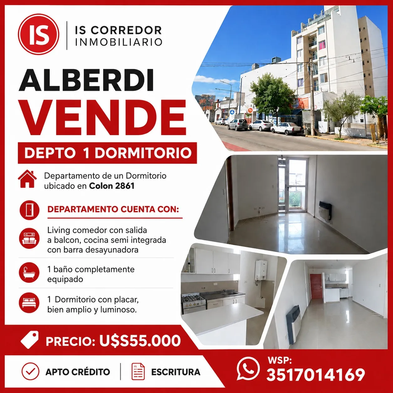 Alberdi - Vende Depto 1 Dormitorio