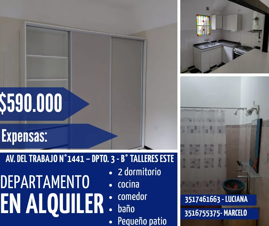 Depto en alquiler de 2 dormitorios