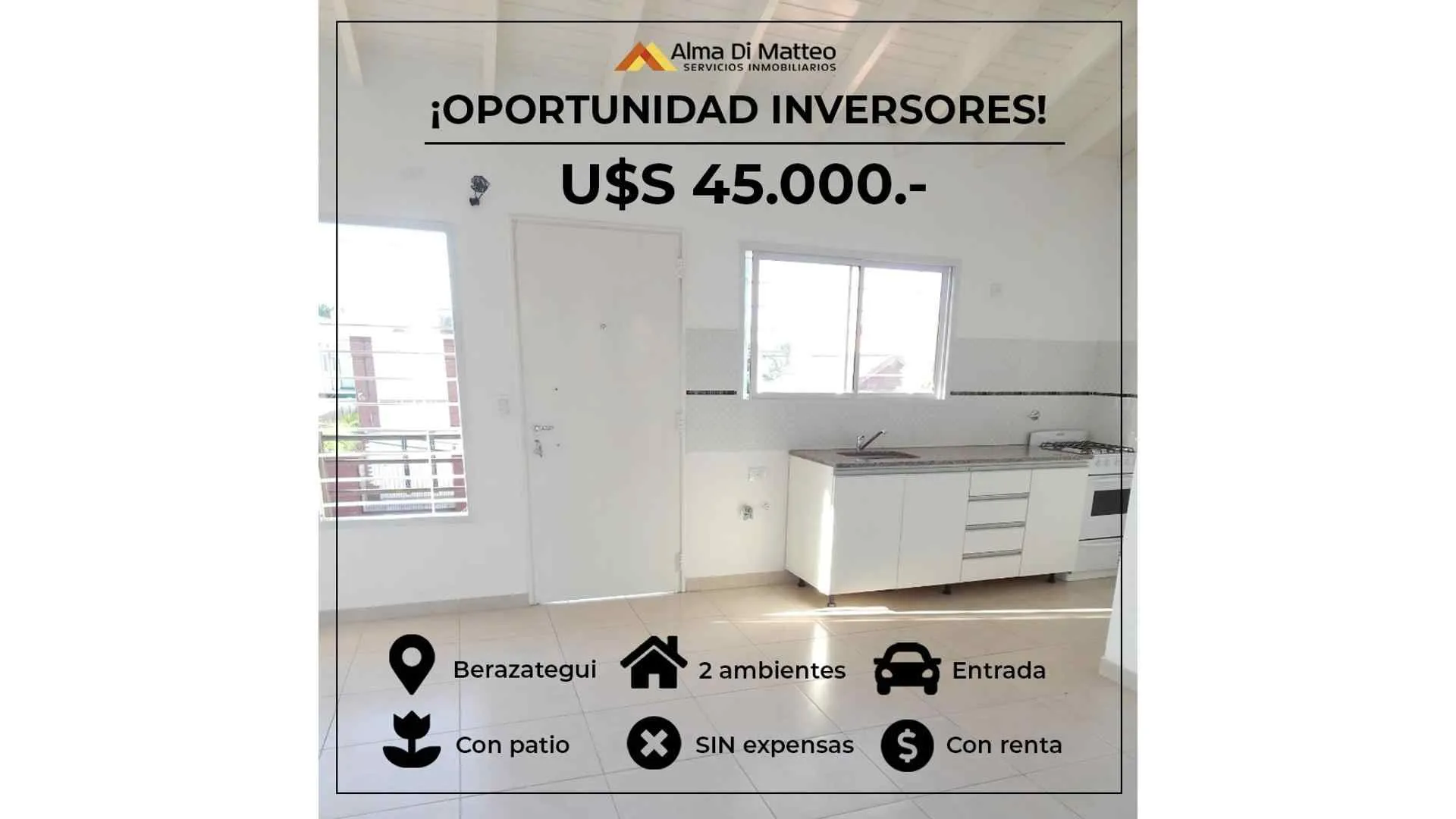 OPORTUNIDAD!! ALQUILADO ! Depto. 2 ambientes con patio!!