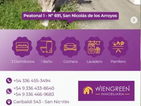 Casa en Venta en San Nicolás de los Arroyos, Partido de San Nicolás