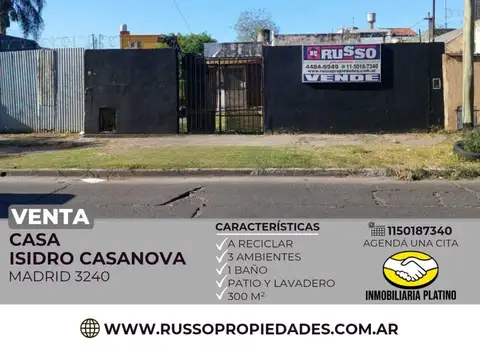 Casa en Venta en Isidro Casanova, Partido de La Matanza
