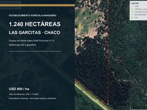 Campo en Venta en Las Garcitas, Sargento Cabral