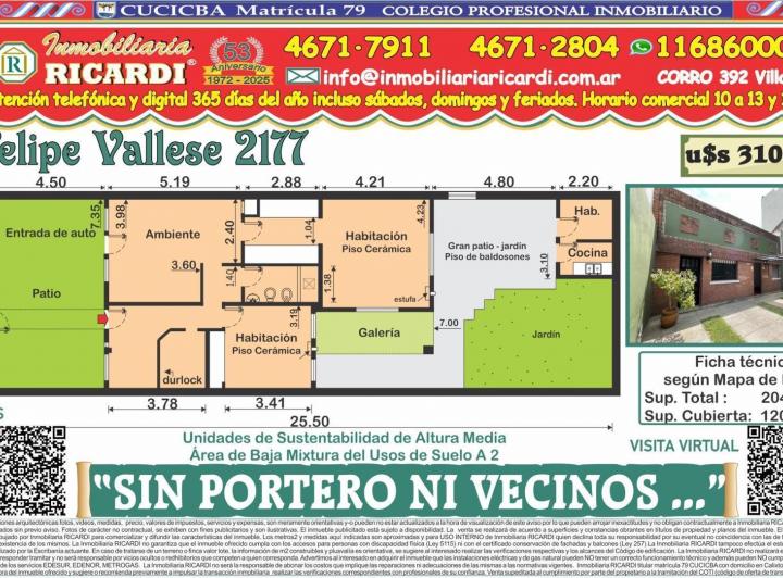 Casa · 120m² · 3 Ambientes · 1 Cochera