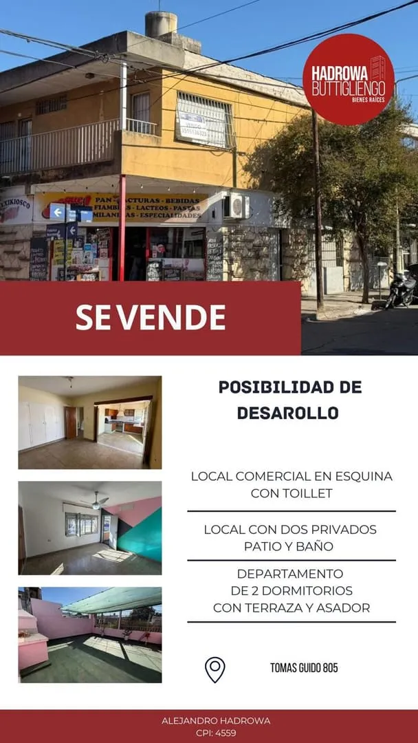 CASA EN VENTA CON DPTO Y 2 LOCALES COMERCIALES CON POSIBILIDAD DE DESAROLLO