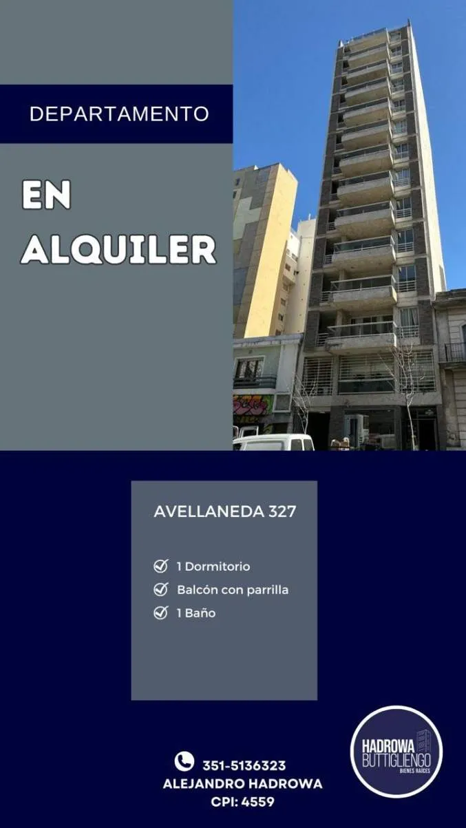 Departamento en Alquiler de 1 dormitorio con amplia terraza