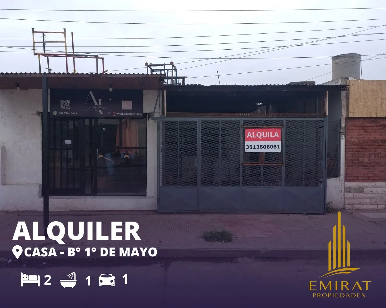 Casa en venta, 2 dormitorios, 1 baño y cochera, en Barrio 1 de mayo