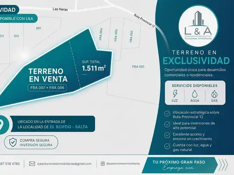 Terreno en Venta en El Bordo, Anta