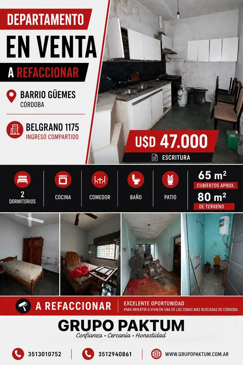 Oportunidad!!! Dpto 2 Dormitorios en Guemes