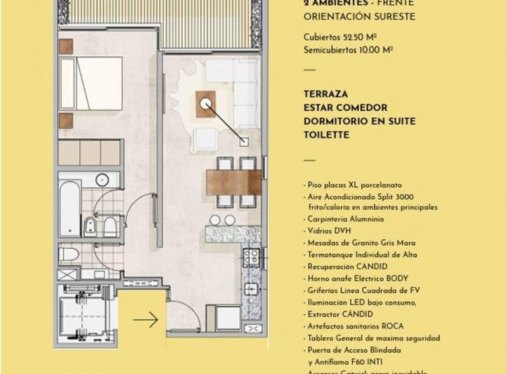 Departamento · 52m² · 2 Ambientes