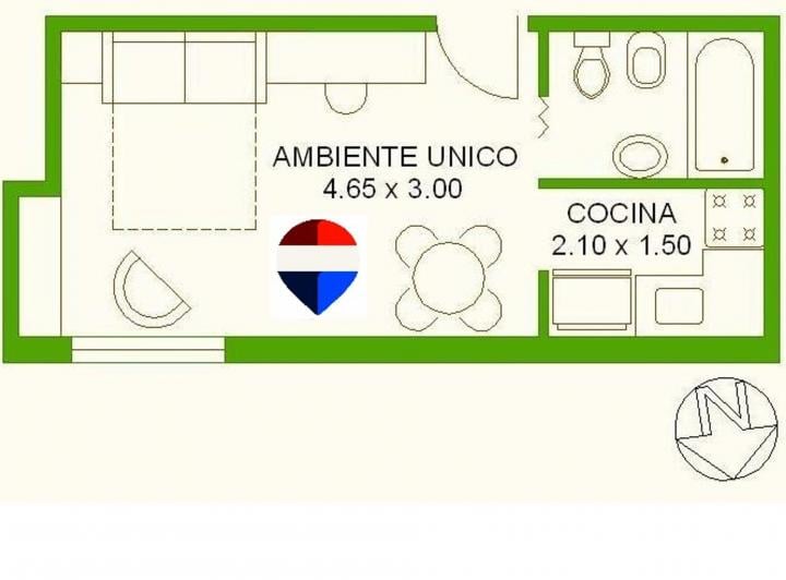 Departamento · 21m² · 1 Ambiente