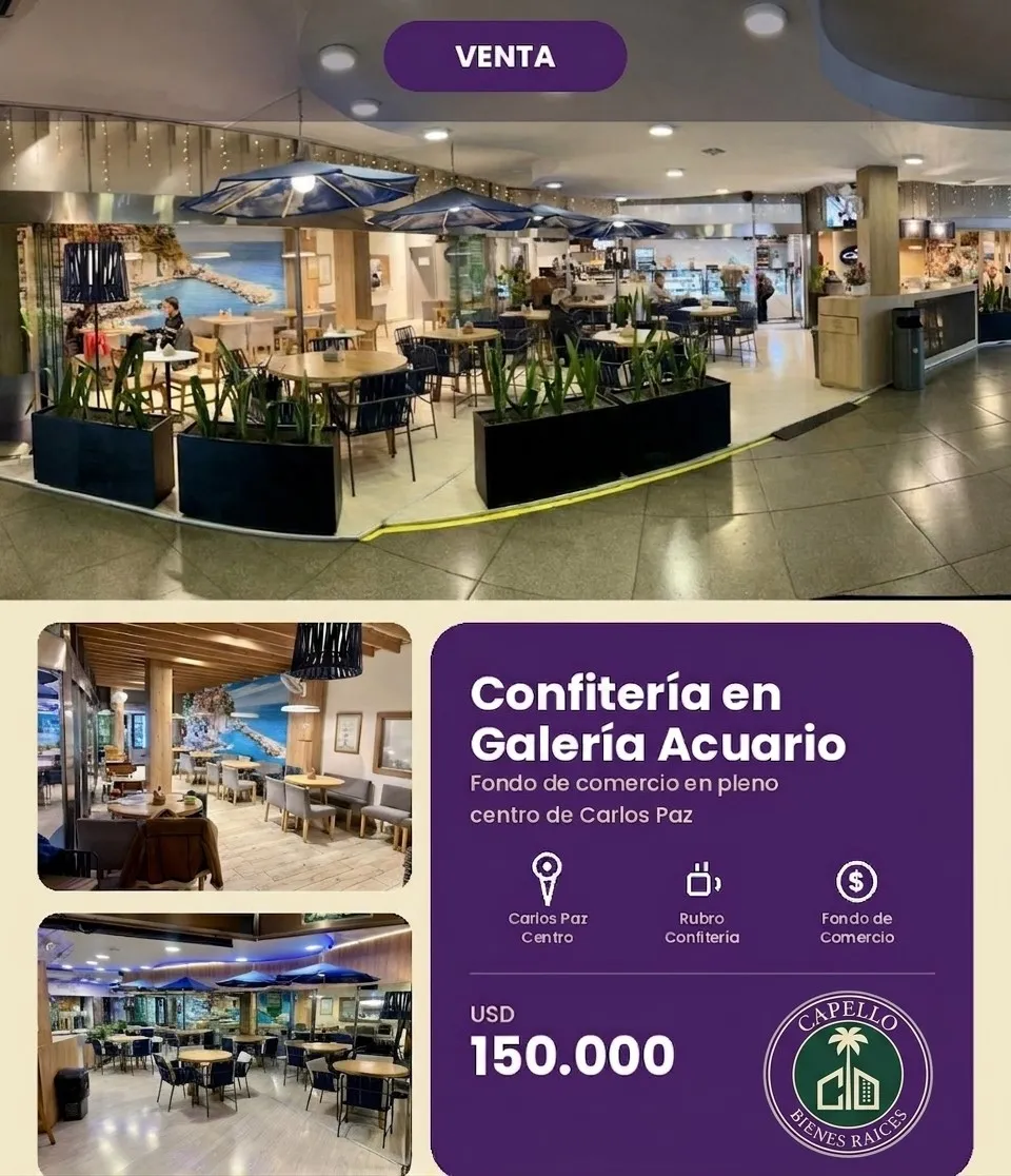 Fondo De Comercio - Confitería En Galería Acuario, Carlos Paz Centro - Excelente Oportunidad