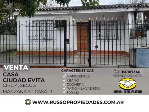 Casa en Venta en Ciudad Evita, Partido de La Matanza
