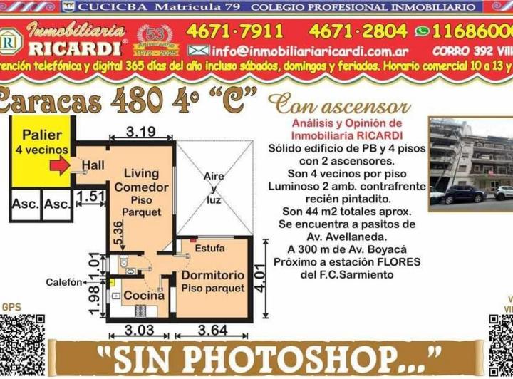 Departamento · 44m² · 2 Ambientes