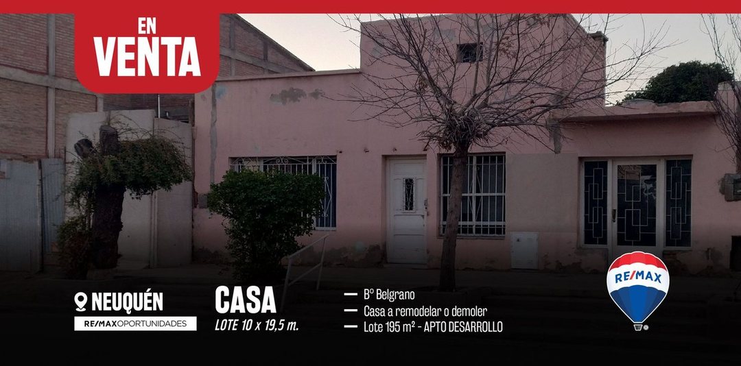 EN VENTA Casa lote apto desarrollo
