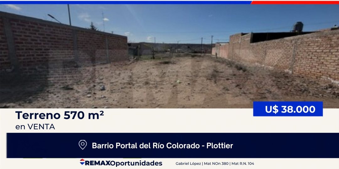 VENTA LOTE - B° PORTAL RIO COLORADO - PLOTTIER