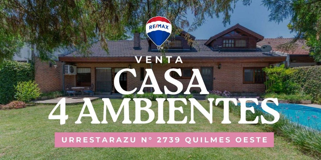 CASA EN VENTA 4 AMB COCHERA,JARDIN,PILETA QUILMES