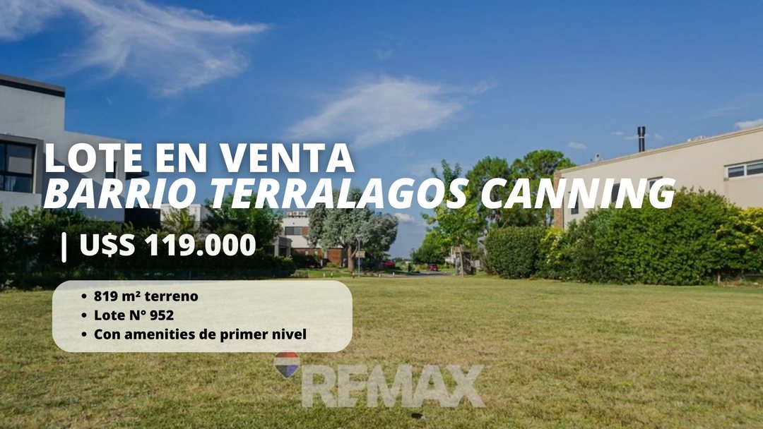 LOTE EN VENTA BARRIO TERRALAGOS CANNING